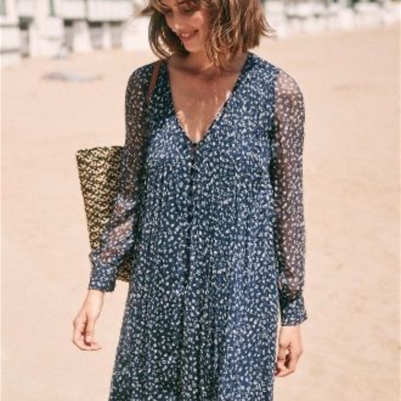 Sezane Dresses & Skirts - Sézane “Joe” Navy Print Dress size 40fr/8us
